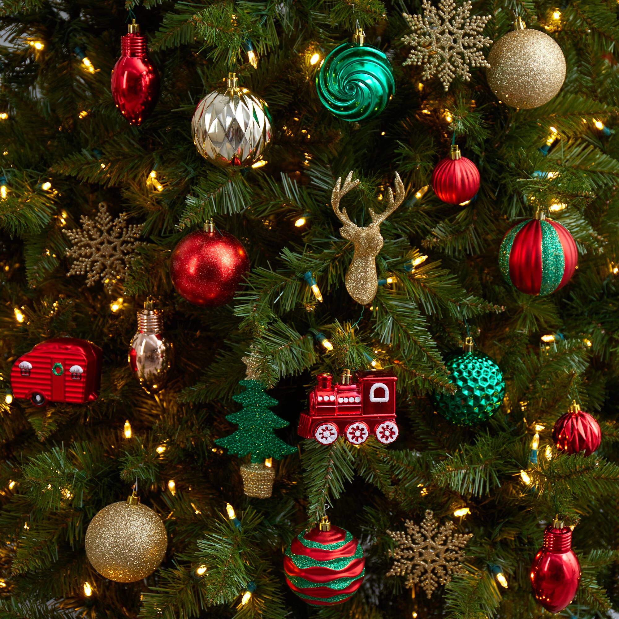 25ct. Holiday Deluxe Shatterproof Christmas Tree Ornament Box Set